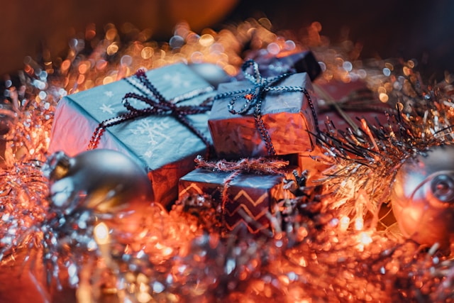 pile of gifts on lights